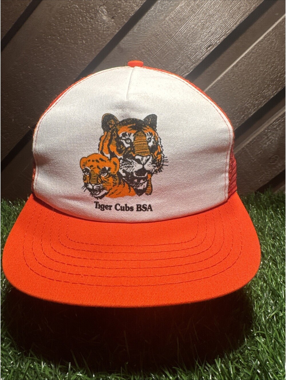 Vintage Tiger Cubs BSA Trucker Hat Orange White Snapback Cap Made In USA